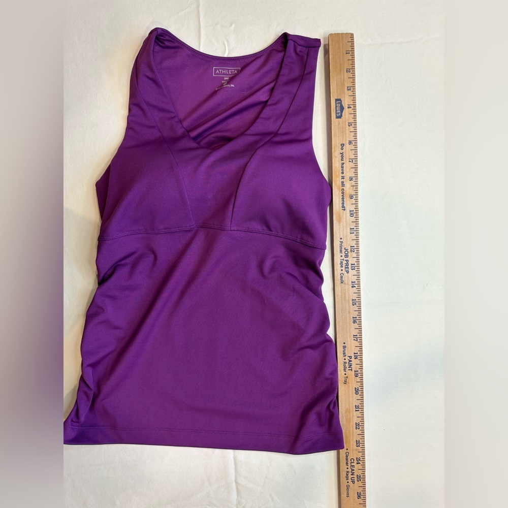 Athleta Purple Shirred V-Neck Support Tank With Built-in Bra Size 34C - Picture 6 of 8